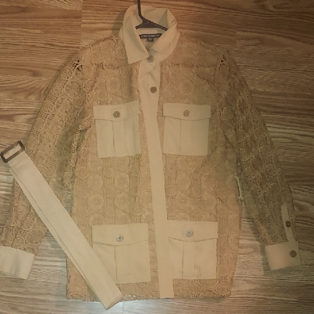 Boston Proper Lace Belted Utility Jacket - Picture 6 of 7